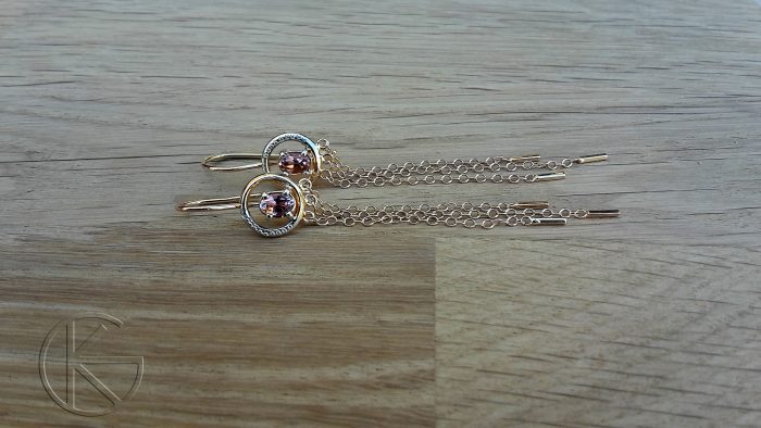 Kullast kõrvarõngad turmaliinidega