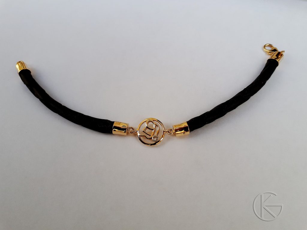 Meeste käepael nahk-kuld-briljant