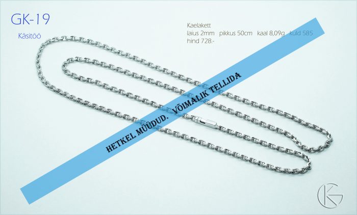 Kaelakett valgest kullast