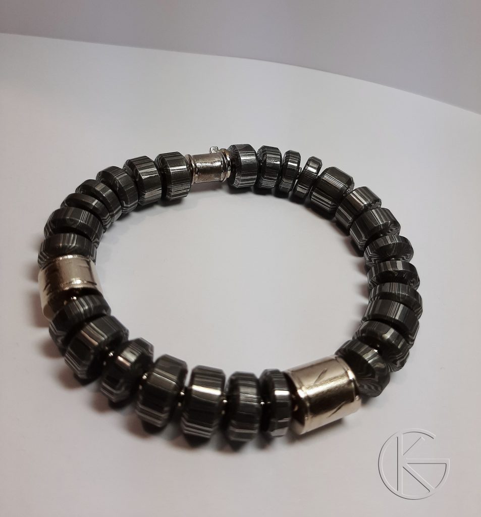 Meeste käevõru - valge kuld ja damaskuse teras