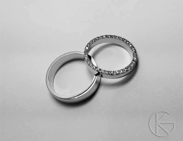 Valgest kullast abielusõrmused briljantidega 0,34ct