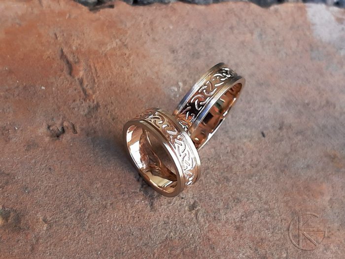 Abielusõrmused punase ja valge kullaga