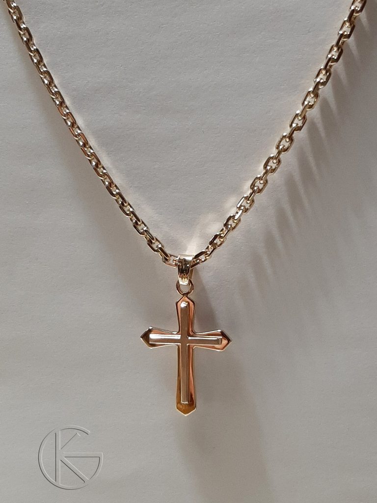 Kullast ankrukett ristiga - kollane ja valge kuld