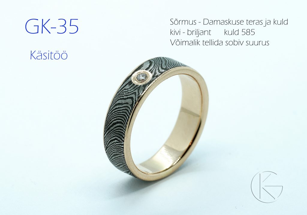 Damaskuse teras ja kuld briljandiga