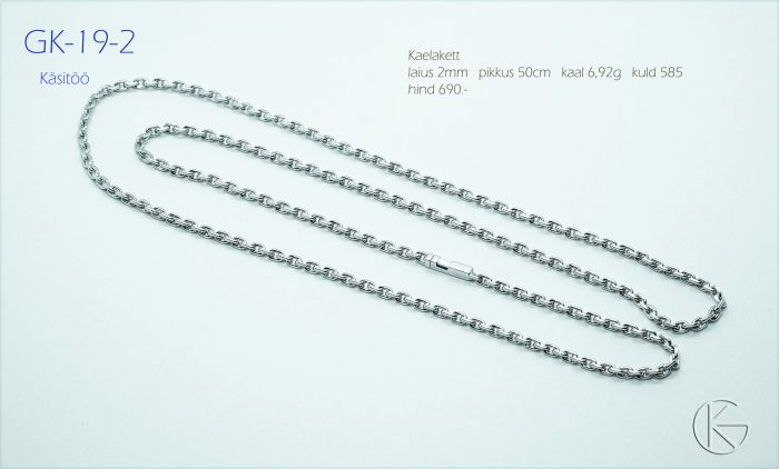 Kaelakett valgest kullast