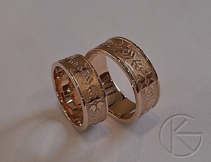 Kullast abielusõrmused Eesti mustriga