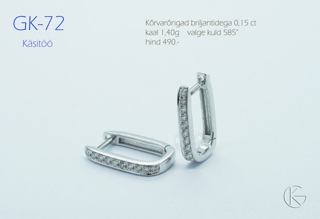 Valgest kullast kõrvarõngad briljantidega